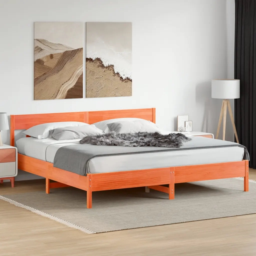 Giroletto senza Materasso Marrone Cera 200x200 cm Legno di Pino 3216202