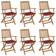 Sedie da Giardino Pieghevoli 6 pz con Cuscini Massello Acacia cod mxl 76229