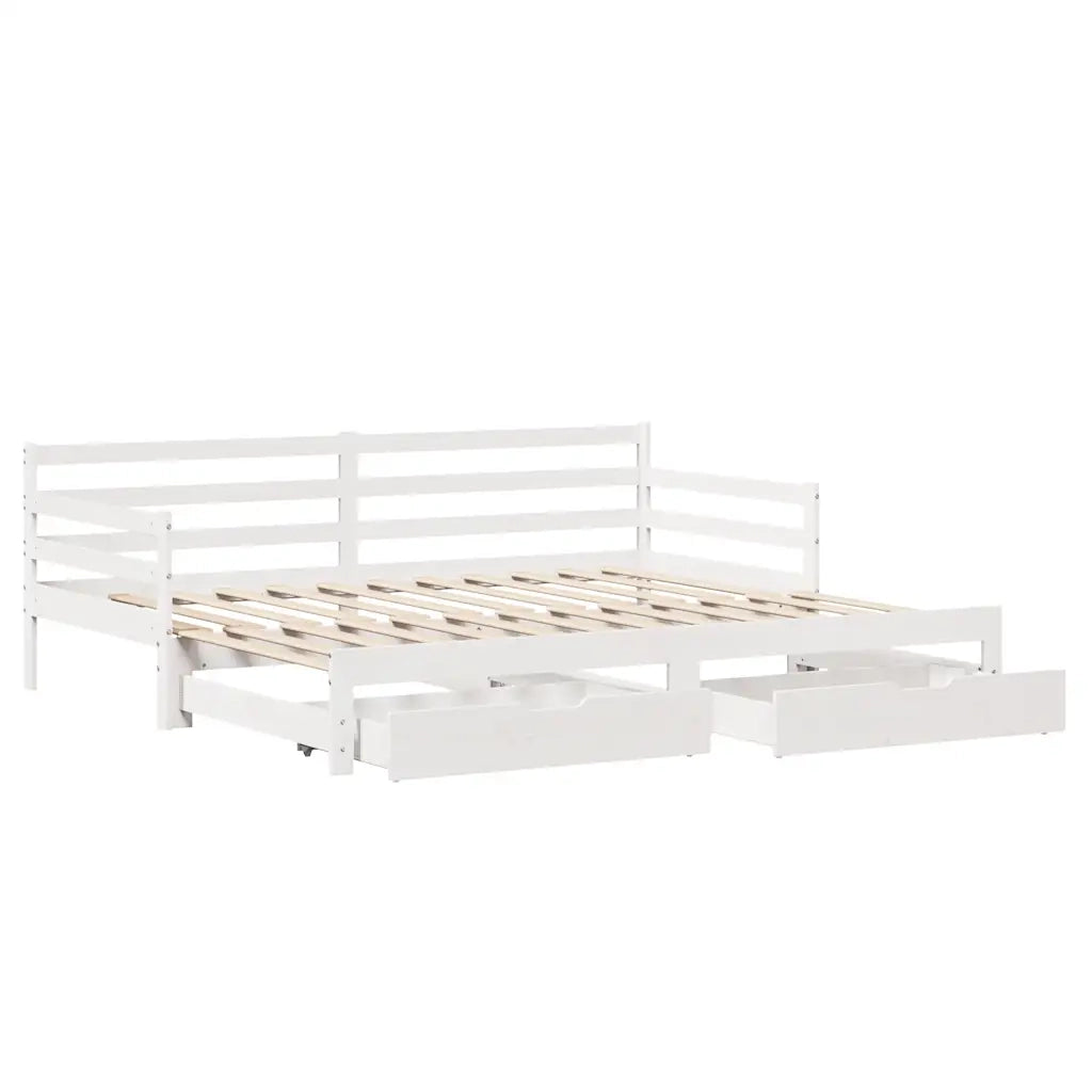 vidaXL Letto Estraibile con Cassetti senza Materasso Bianco 90x200 cm