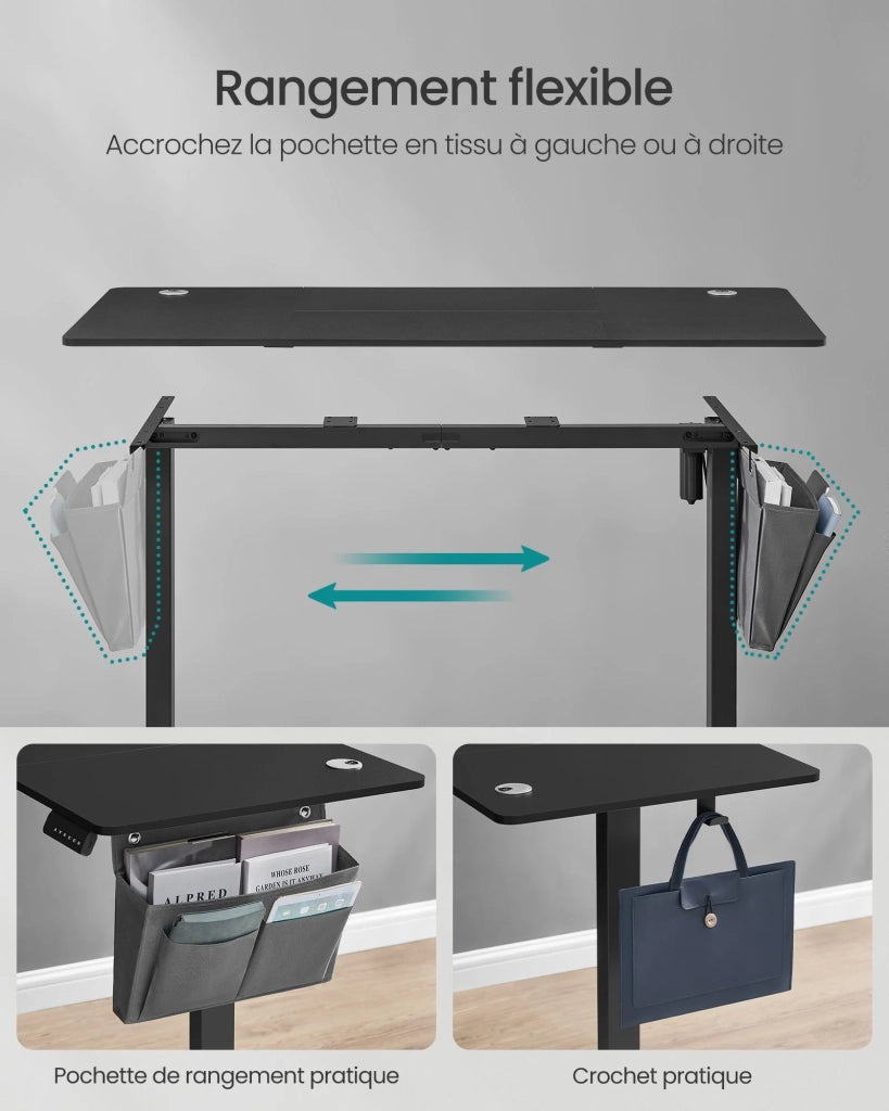 Scrivania elettrica regolabile in altezza 60 x 120 x (72-120) cm 4 posizioni di memoria custodia portaoggetti nera 12_0004578