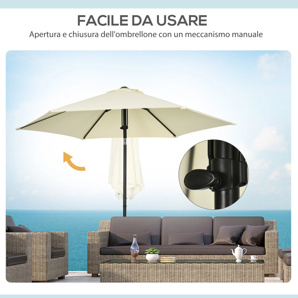 EasyComfort Ombrellone da Giardino 2.7x2.5 m, in Poliestere e Metallo con Tettuccio Inclinabile, Beige Nero