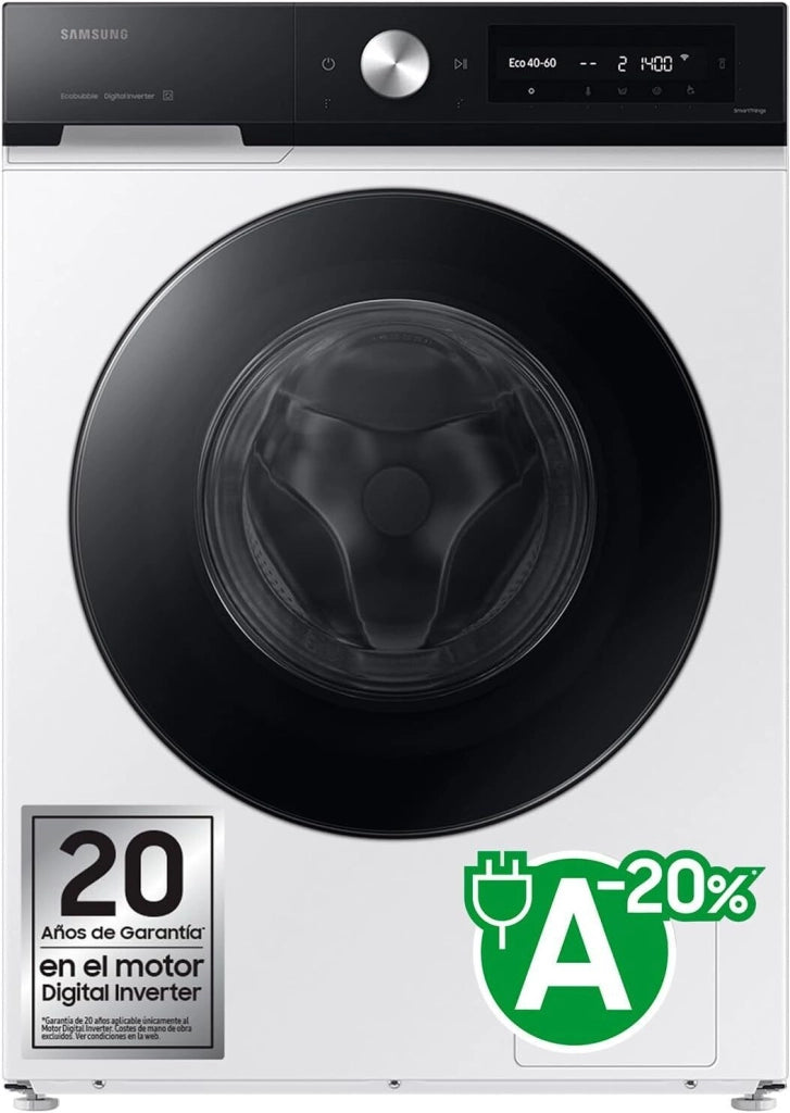 SAMSUNG BeSPOKE AI WW90DB7U94GEU3 Lavatrice a carica frontale 9 Kg Classe A Ecodosatore AI Lavaggio e Control Profondita' 60 bianco