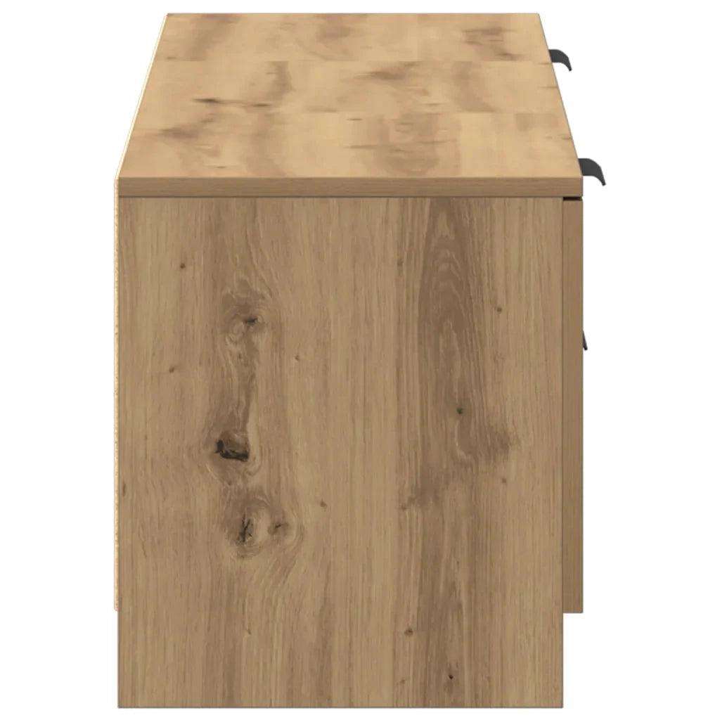 Mobile porta TV moderno con vano contenitore 140 x 35 x 40 cm superficie liscia e resistente in rovere composito finitura artigianale 02_0050945