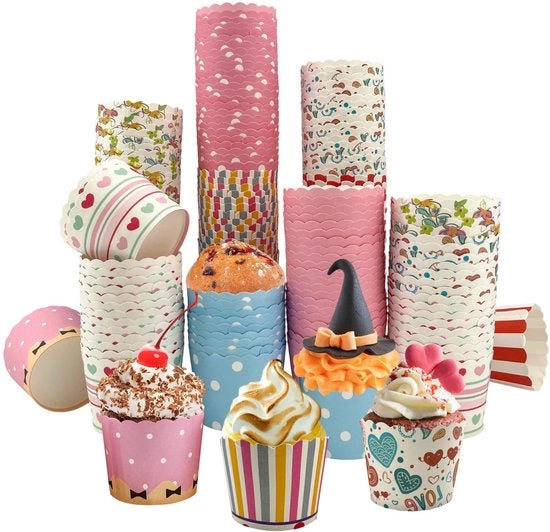 Forme per Cupcake in Carta 200 Pezzi - Forme per Mini Muffin - Accessori per Bara di Cioccolato - Dessert per Gelato - Resistenti al Cioccolato - Forme per Cupcake in Miniatura