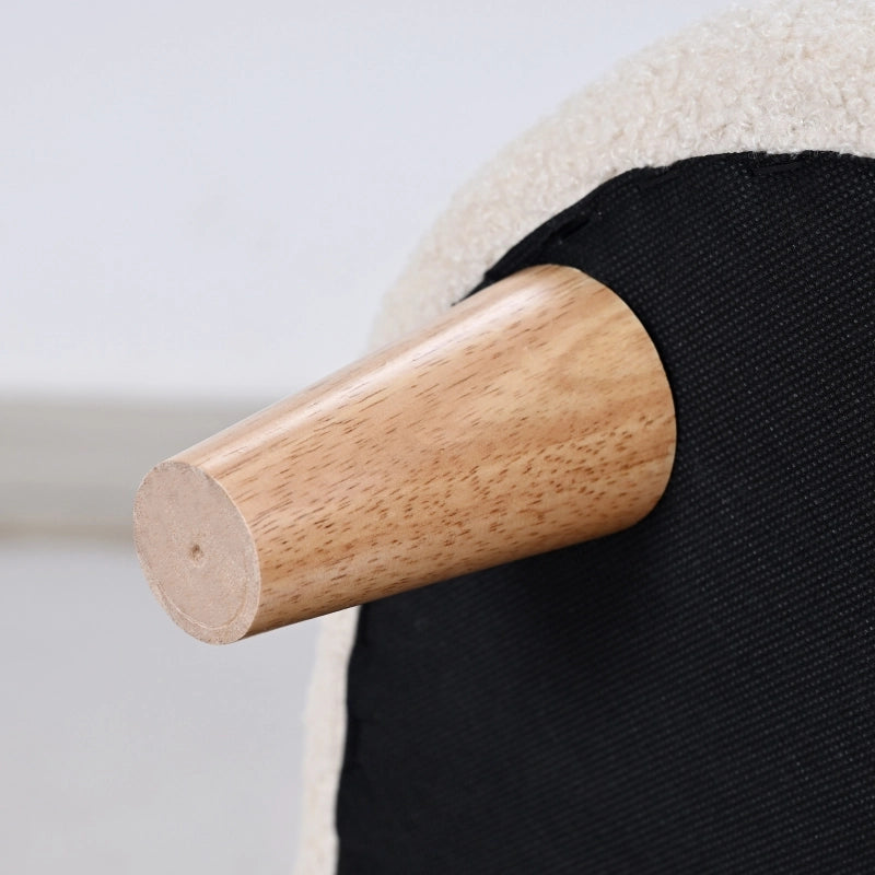 Poltrona per bambini con orecchie da orso, rivestimento in pile, schiuma, beige