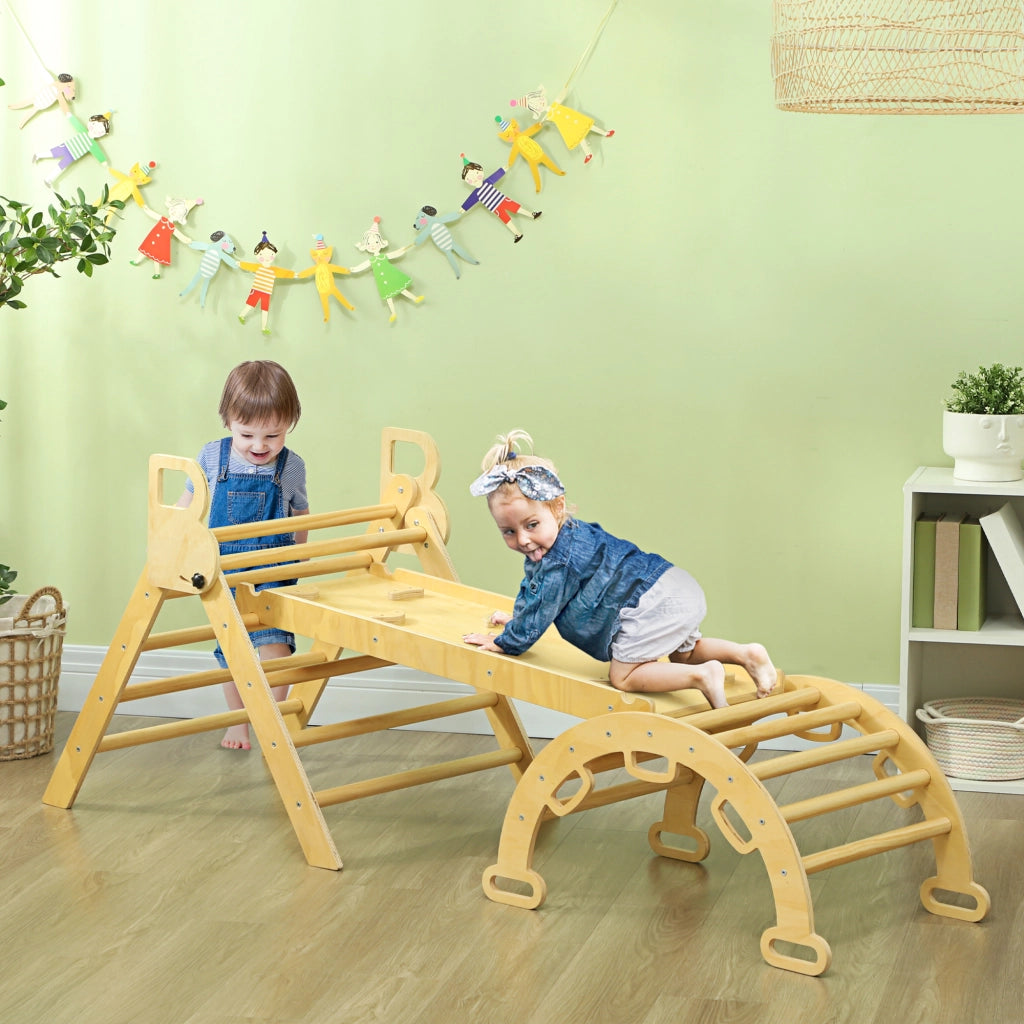 Triangolo Arrampicata Bambini con Scivolo e Altalena ¨C Zephmum ¨C Legno Naturale