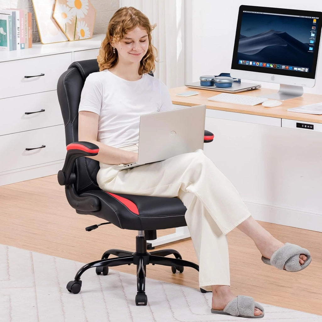 Sedia da gioco con braccioli sollevabili – Sedia da gioco ergonomica a funzione ribaltabile – Seduta PC Gaming in schiuma ad alta densità rosso