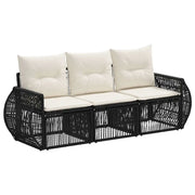 Set Divano da Giardino 3 pcs Nero e Bianco Crema polyrattan 3435334