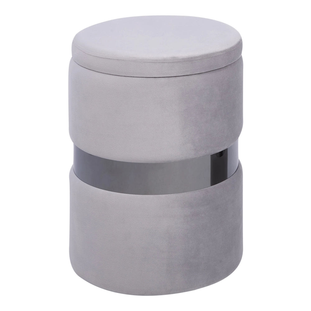 Set di 2 pouf contenitivi Poggiapiedi con rivestimento in velluto di poliestere Grigio Stile Glam