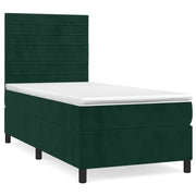 Letto singolo | Letto per adulti | Giroletto a Molle con Materasso Verde Scuro 80x200 cm Velluto