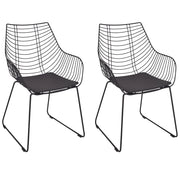 Set di 2 sedie da pranzo in metallo nero con design a filo in ecopelle nera con cuscinetto Glam Industrial Modern