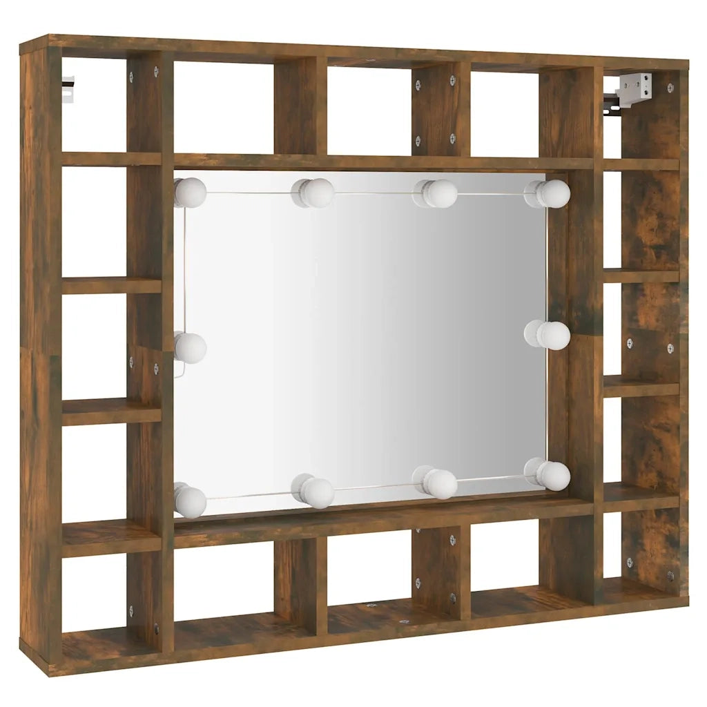 Mobile a Specchio con LED Rovere Fumo 91x15x76,5 cm cod mxl 78003