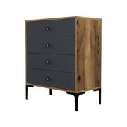 Cassettiera Molly, Settimino multiuso, Comò camera da letto, Mobile con cassetti, 76x40h91 cm, Noce e Antracite