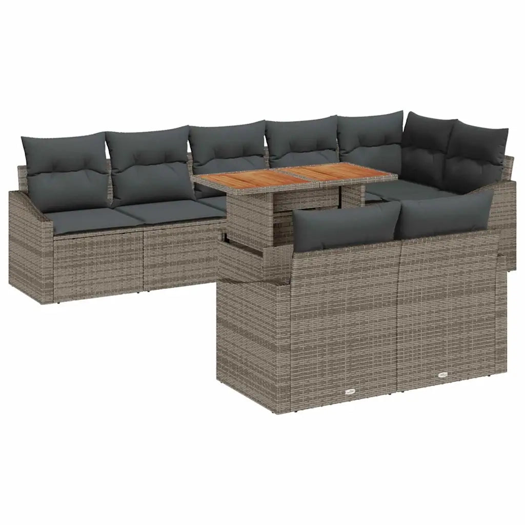 Set Divano da Giardino con cuscino 9 pcs Grigio e Marrone 3349852