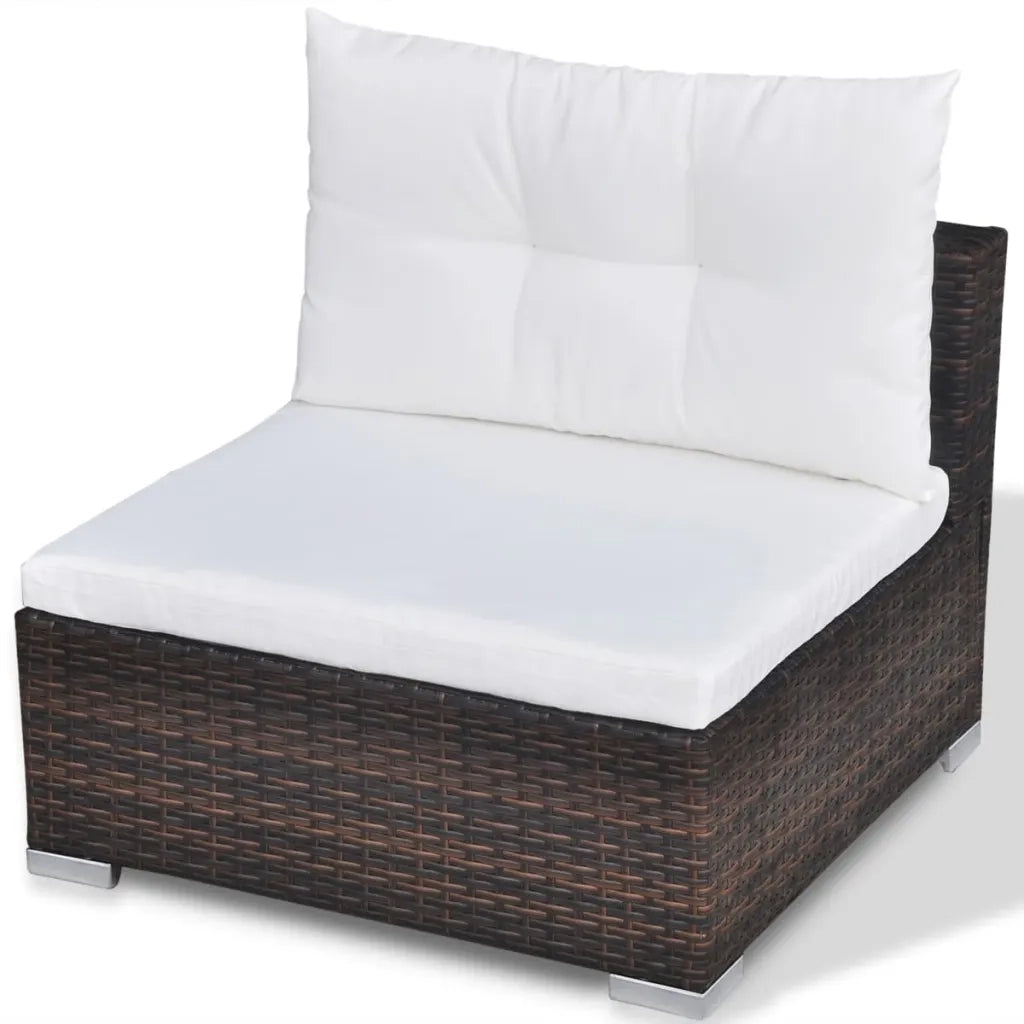 Set Divani da Giardino 10 pz con Cuscini in Polyrattan Marrone 41875
