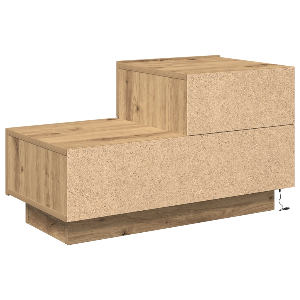 Comodino  con luci LED Rovere Artigianale 100x36x49 cm