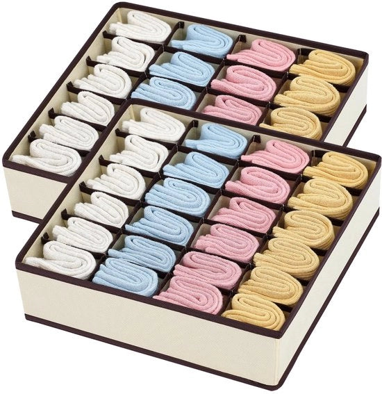 Organizzatore per Scarpe da Calcio da 24 Lade, Organizzatore Opvougbile per Scarpe da Calcio, Sistema di Organizzazione per Lade, Organizzatore per Scarpe, Cinture, Fili da Cintura, 2-Pack (Beige)