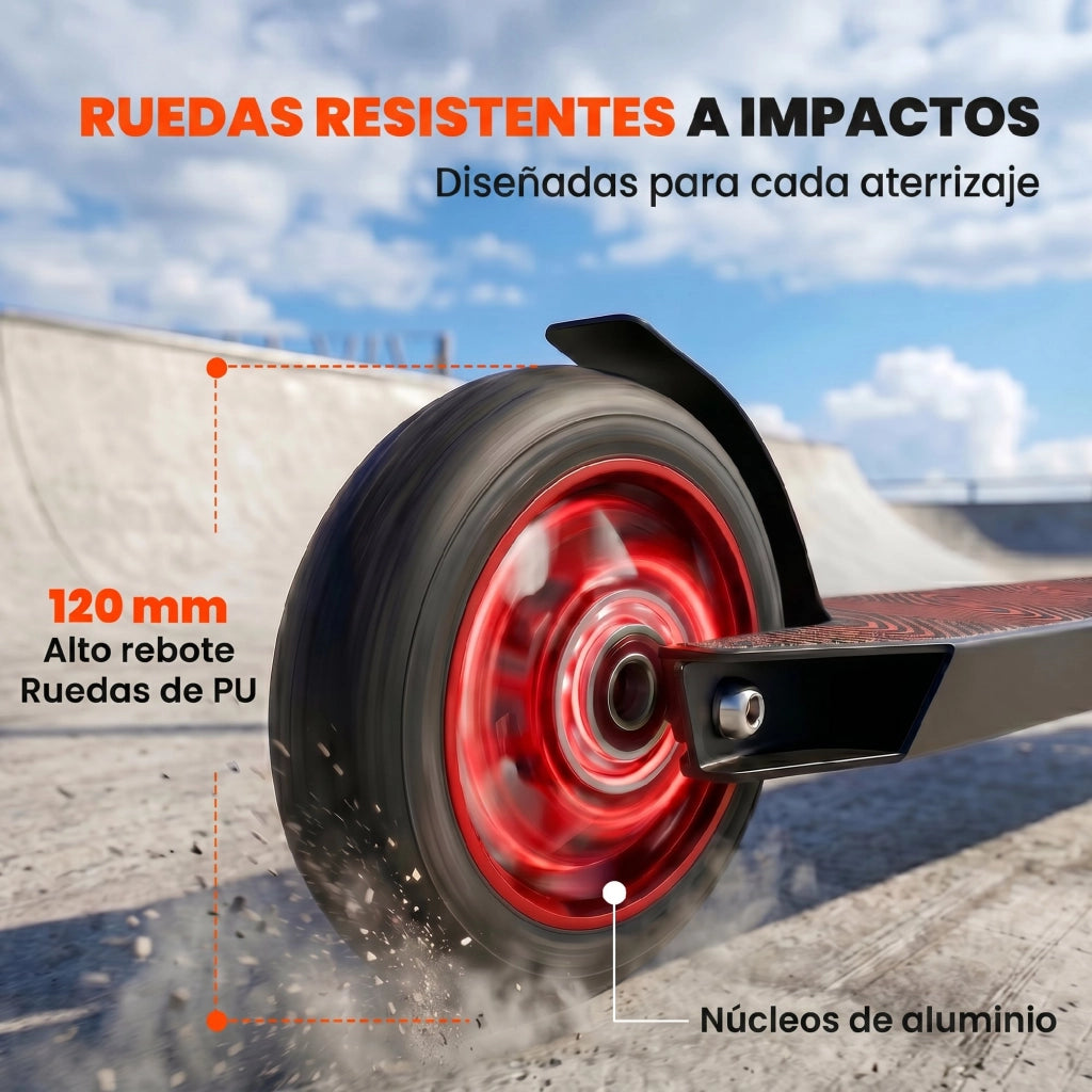 Patinete Freestyle Scooter Acrobatico ¨C zephmum ¨C Rosso con Ruote 120 mm e Giro 360¡ã