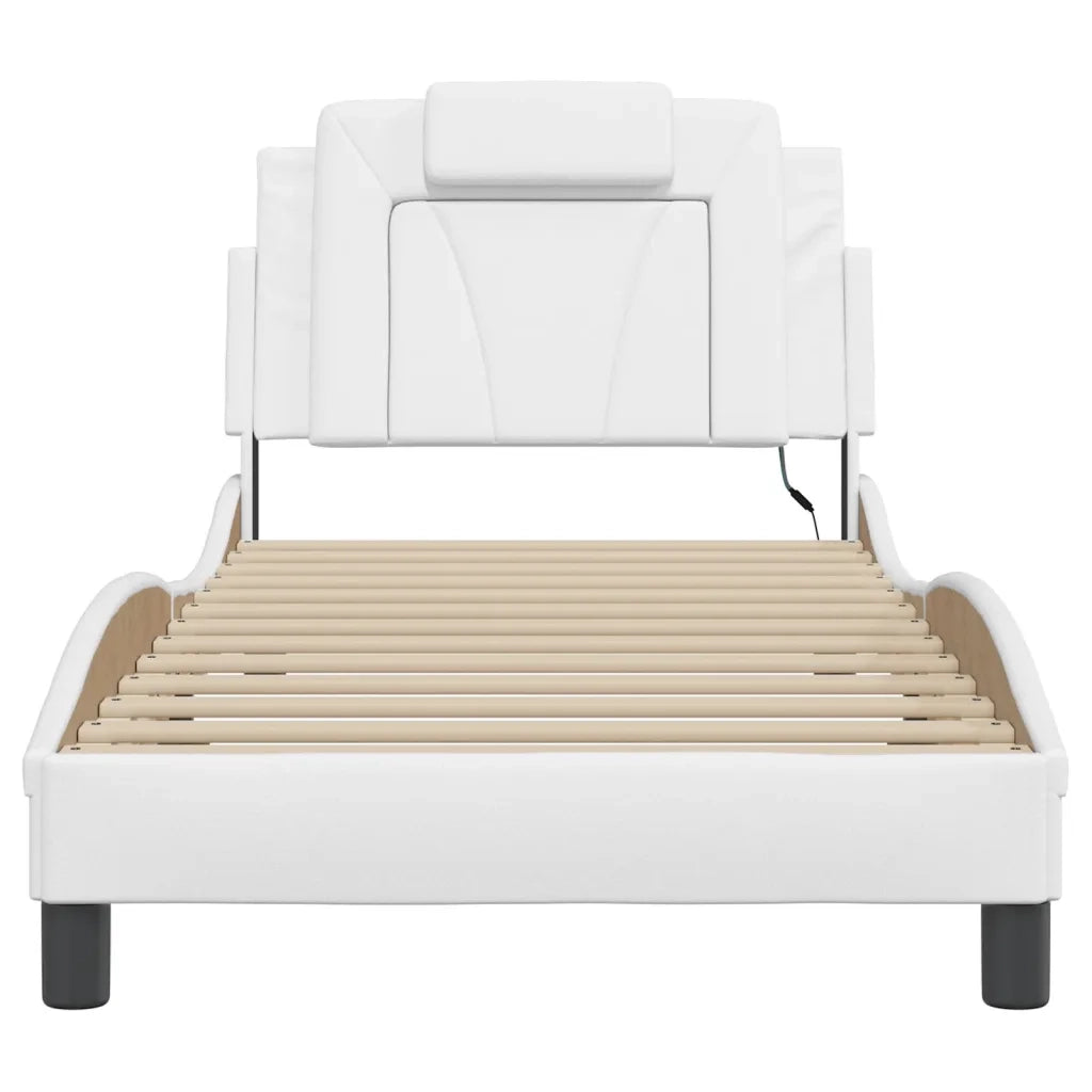 Giroletto Viana con LED senza Materasso-Struttura Letto Bianco 90x200 cm
