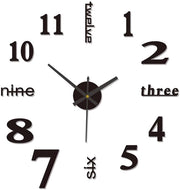 Orologio da parete 3D adesivo grande 50 cm, silenzioso e adesivo, orologio da parete moderno e silenzioso, decorazione per parete, adesivi decorativi per soggiorno, cucina, camera da letto, ufficio, nero