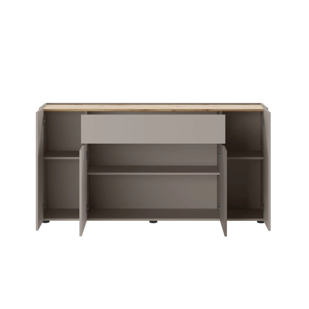 Madia Nordik 4 ante e 1 cassetto in grigio congo e rovere wotan 170x39.6x85H – Stile e funzionalità