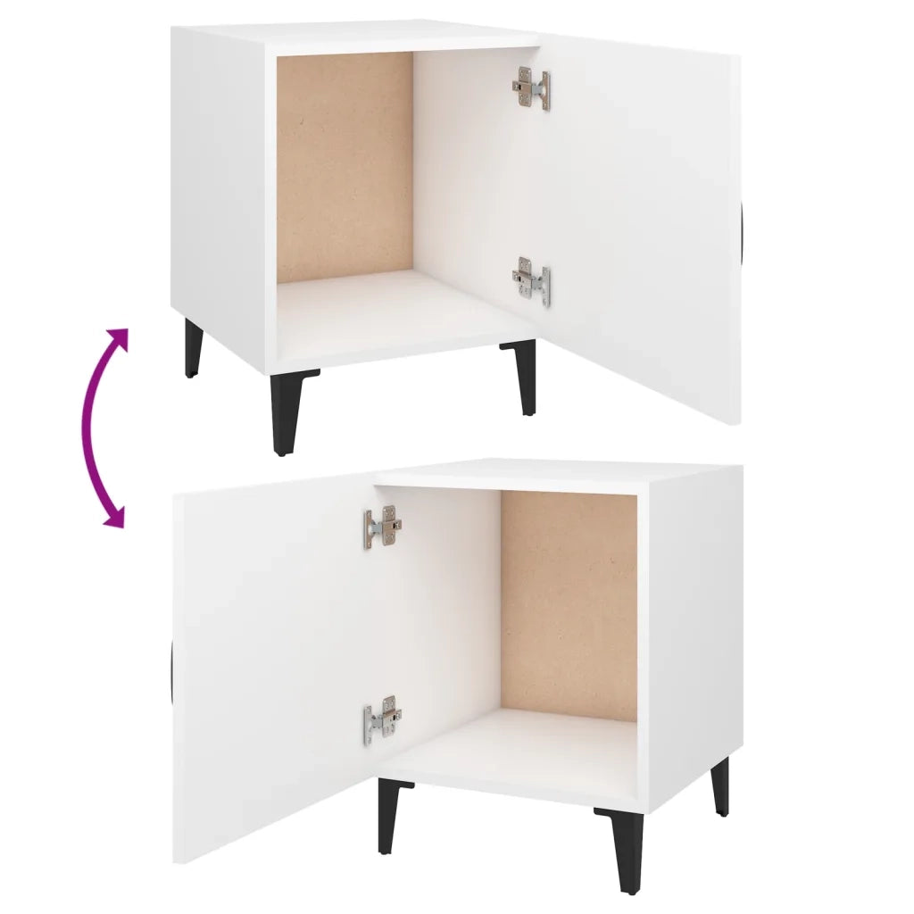 Comodini 2 pz-Set di 2 Tavolino da notte Bianchi in Legno Multistrato 217919