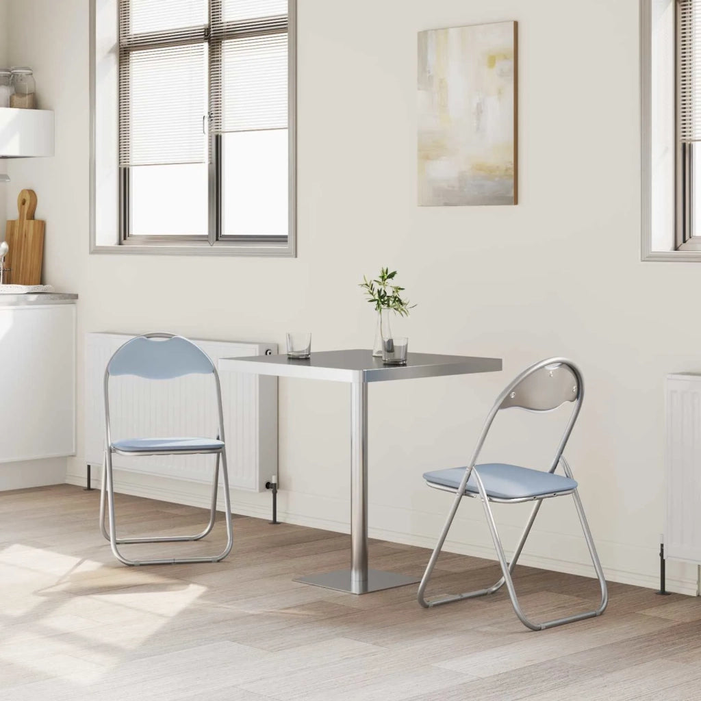 Sedia pieghevole 2 pz | Sedie da cucina Grigio 48 x 43,5 x 81 cm Pelle Sintetica