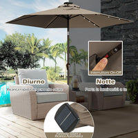 Ombrellone da Giardino con Led Luci ?270 cm, Parasole da Esterno Ombrello da Spiaggia (marrone)