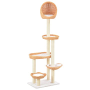 Tiragraffi albero per gatti cuccia per gatti giocattolo peluche in sisal naturale e legno di salice 3702229