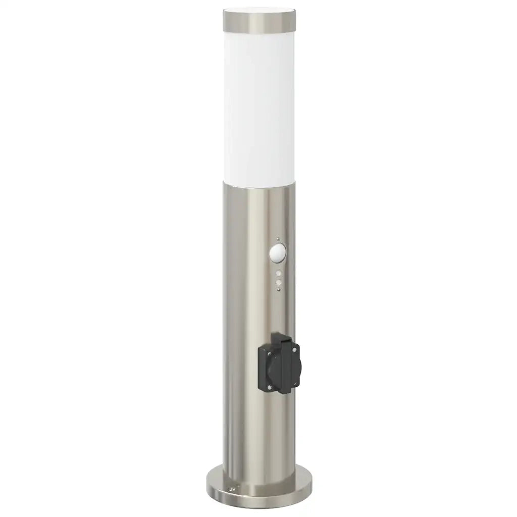 Lampada a paletto con sensore e presa 50 cm Acciaio Inox IP44 4006017