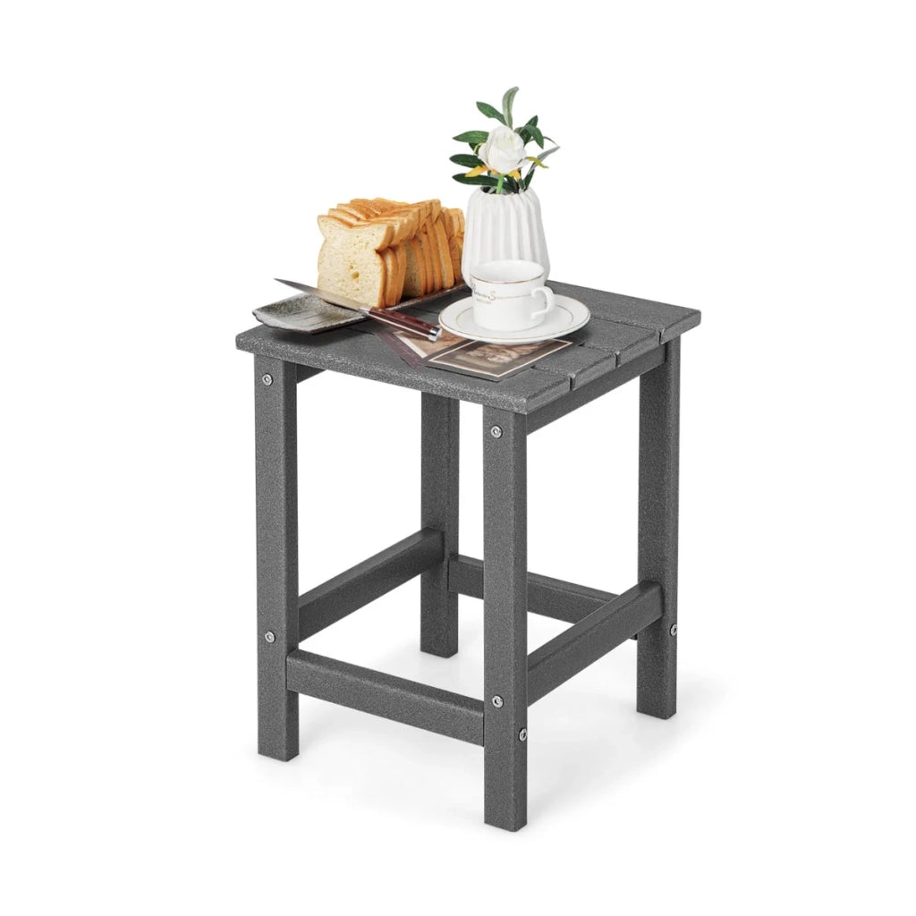 Tavolino da giardino 36 x 36 x 47 cm resistente alle intemperie per uso esterno in stile scandinavo in HDPE grigio 20_0013767