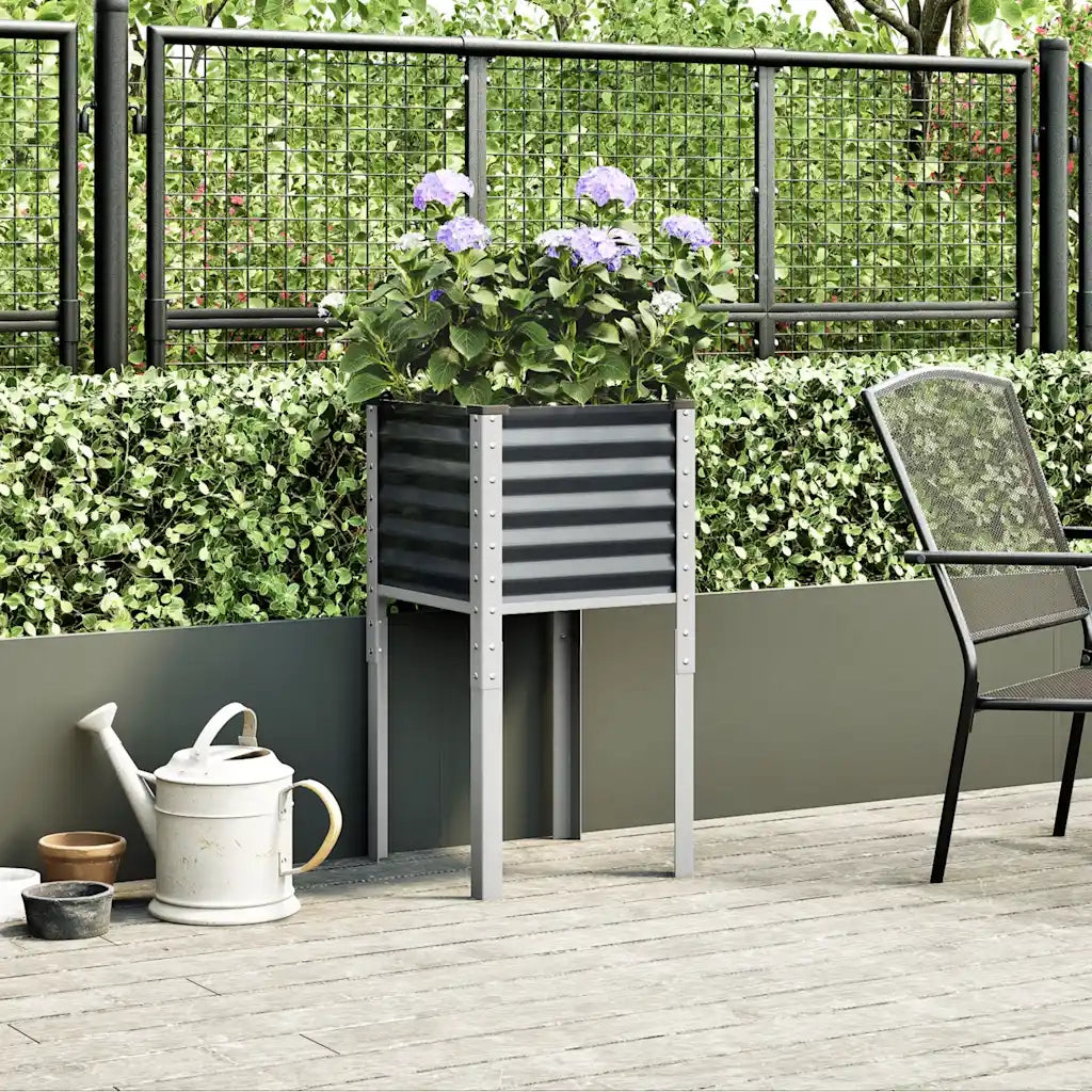 Fioriera da Giardino-Vaso da Esterno antracite 45x45x88 cm in acciaio