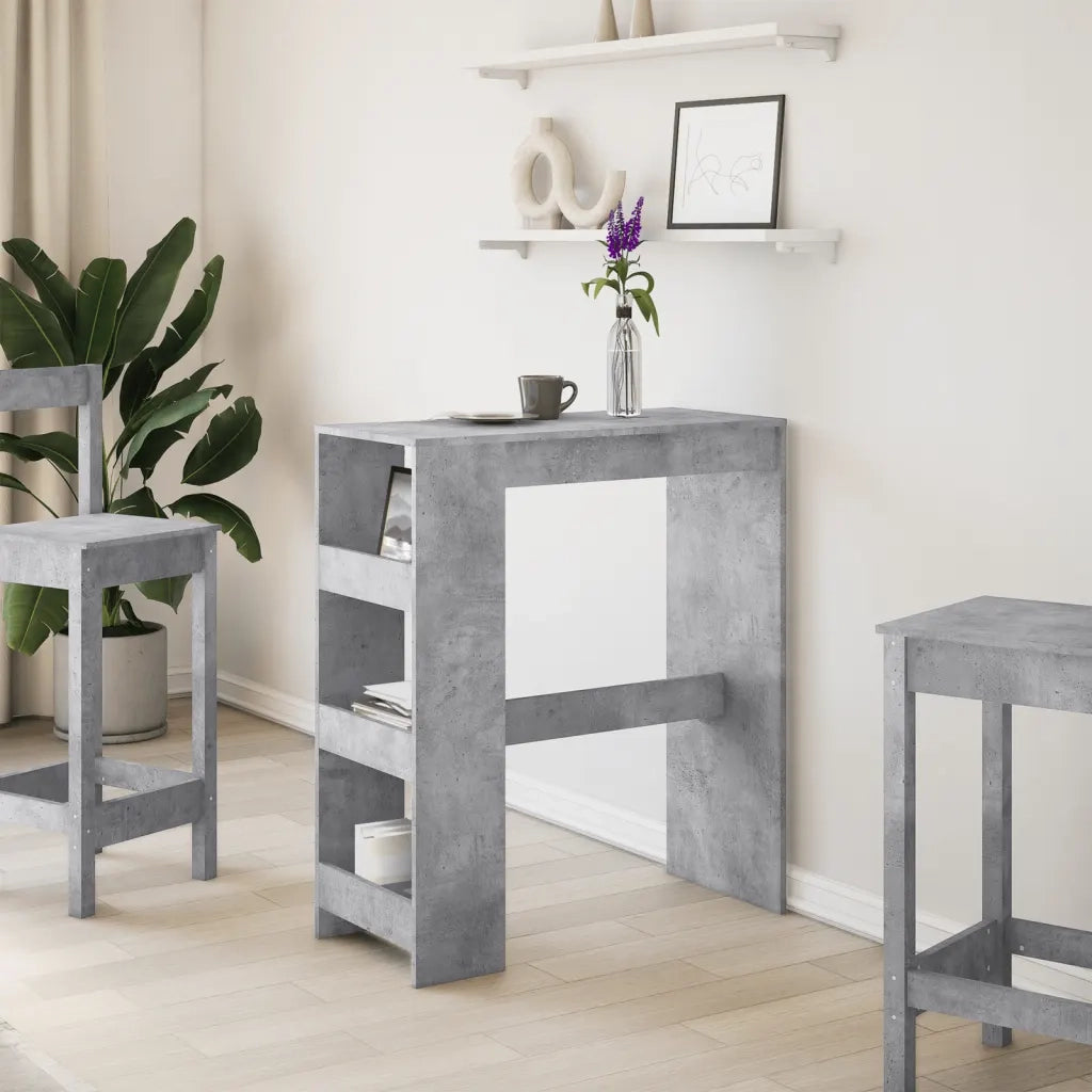 vidaXL Tavolo Bar con Rastrelliera Grigio 90x40x103,5 cm Multistrato