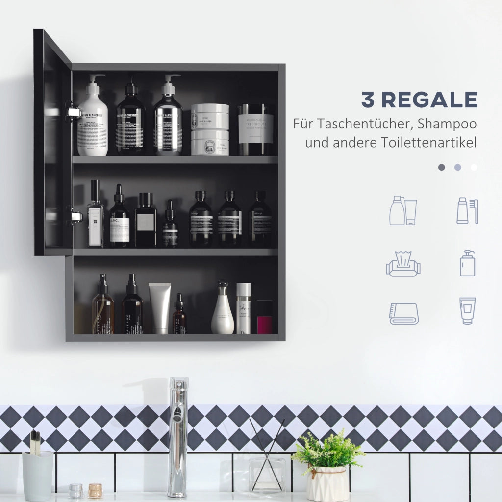 ARMADIO SPECCHIERA DA BAGNO 46x13,5x58 cm Nero in acciaio