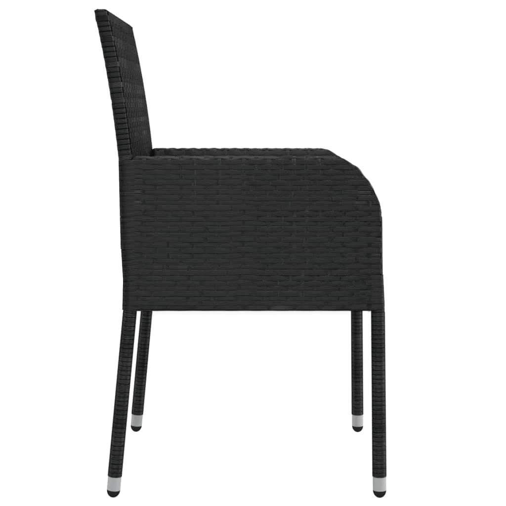 Mobili da pranzo e cuscini da giardino 5 pezzi in resina intrecciata nera 02_0014877