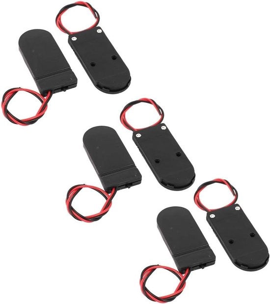 Pacco di 6 batterie alcaline 3V CR2032 con interruttore e scatola in plastica.