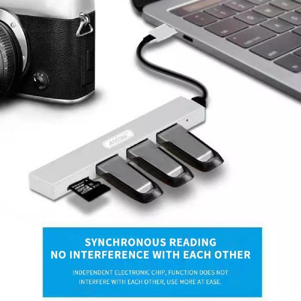 Trade Shop - Hub Usb 3 Porte Usb3.0 + 1 Slot Micro Sd Portatile Dissipazione Del Calore Q-t89 -
