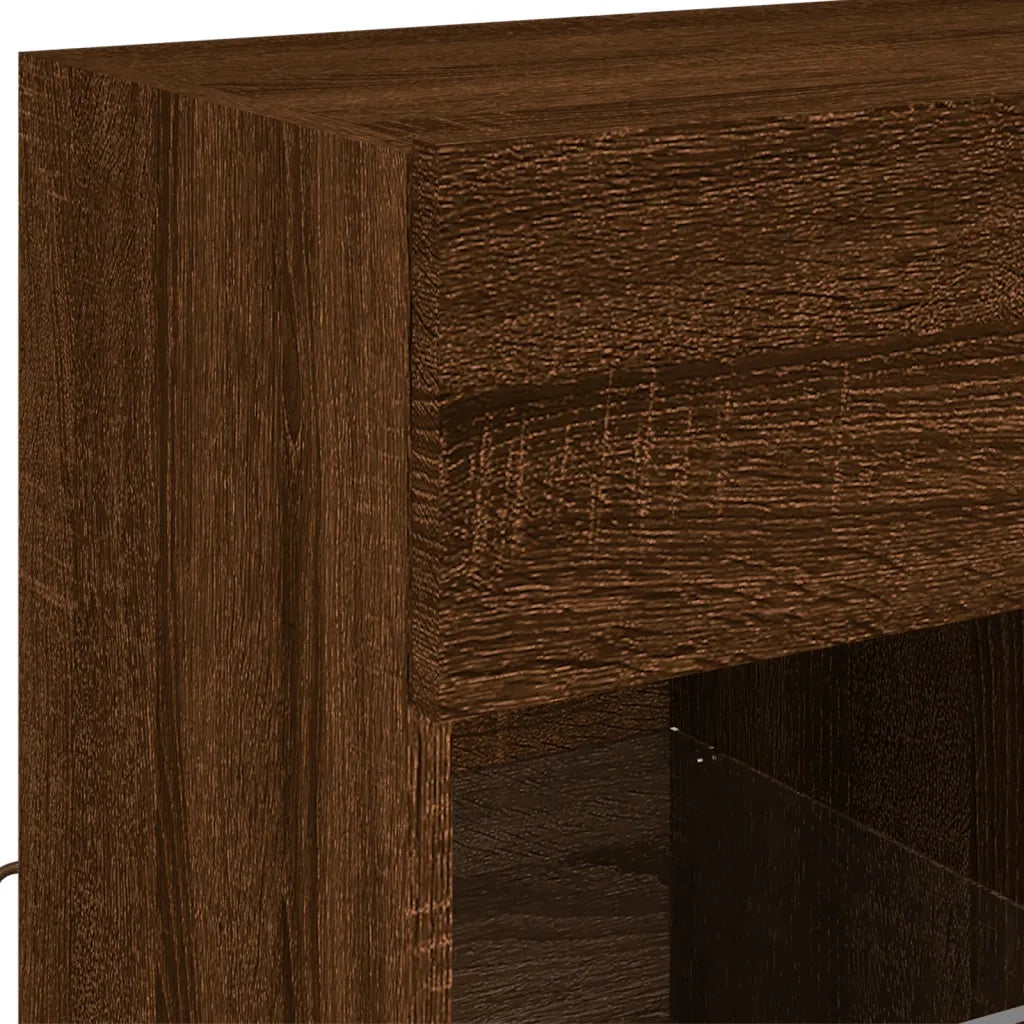 Mobile TV a Parete con Luci LED Rovere Marrone 58,5x30x60,5 cm 837098