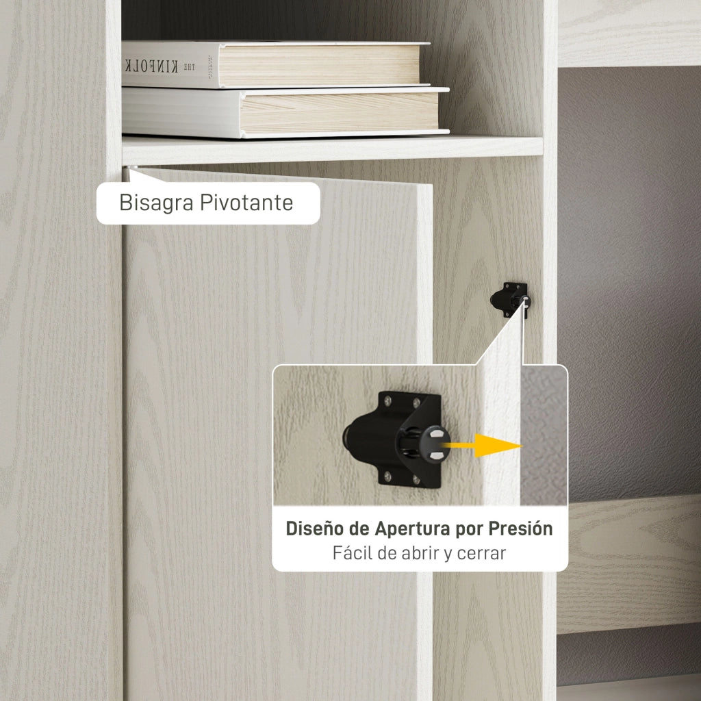 Scrivania Moderna con Scaffale e Ripiani ¨C zephmum ¨C Crema 108x50x94 cm