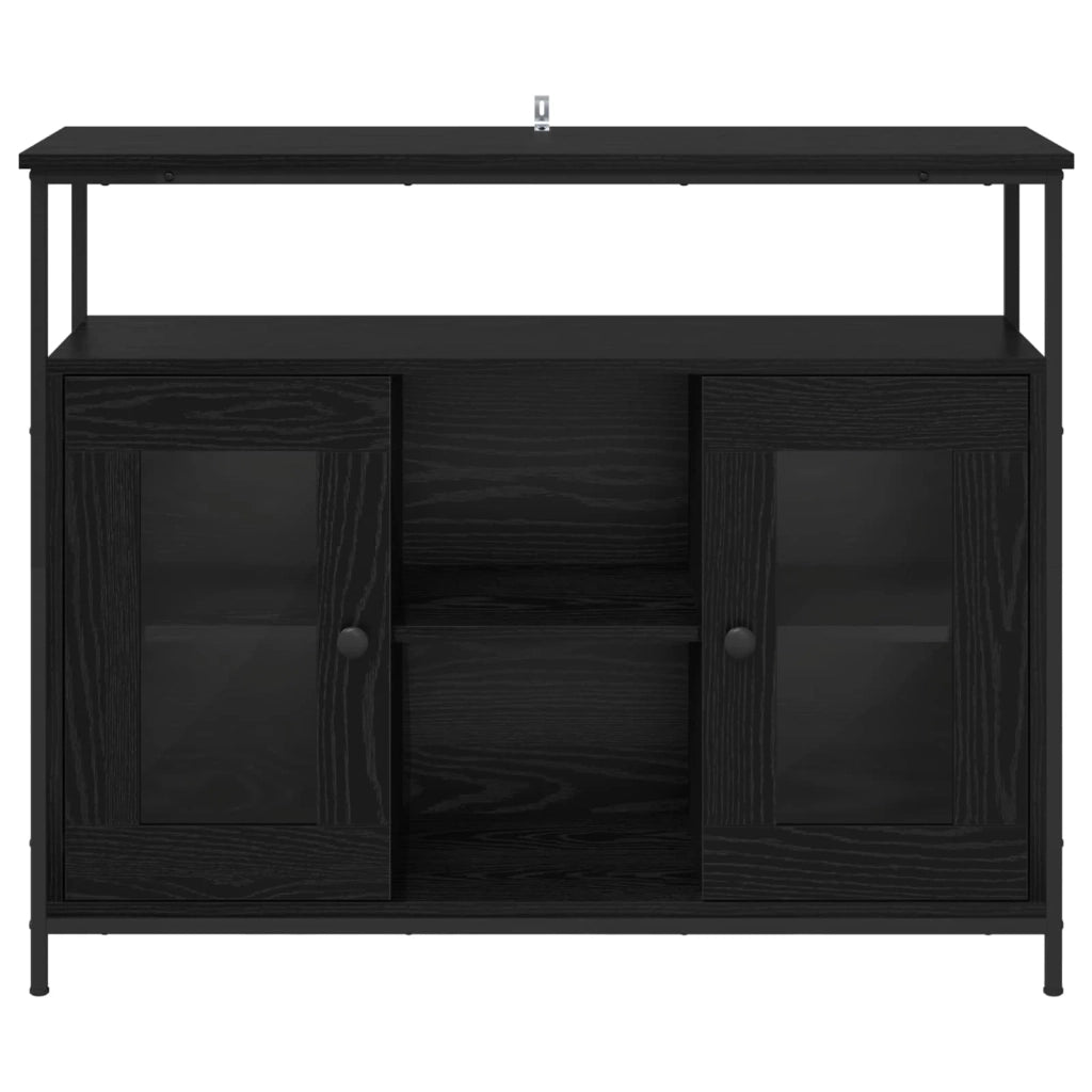 Credenza | Madia | Buffet da pranzo | Armadio da pranzo Rovere Nero 100 x 35 x 80 cm Legno multistrato