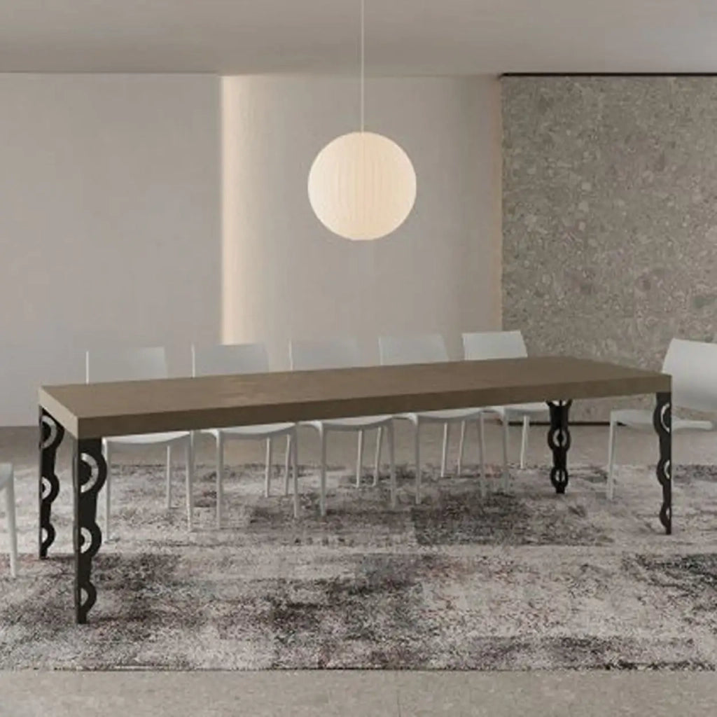 Tavolo allungabile 180/440x90 cm Karamay Premium tortora gambe antracite