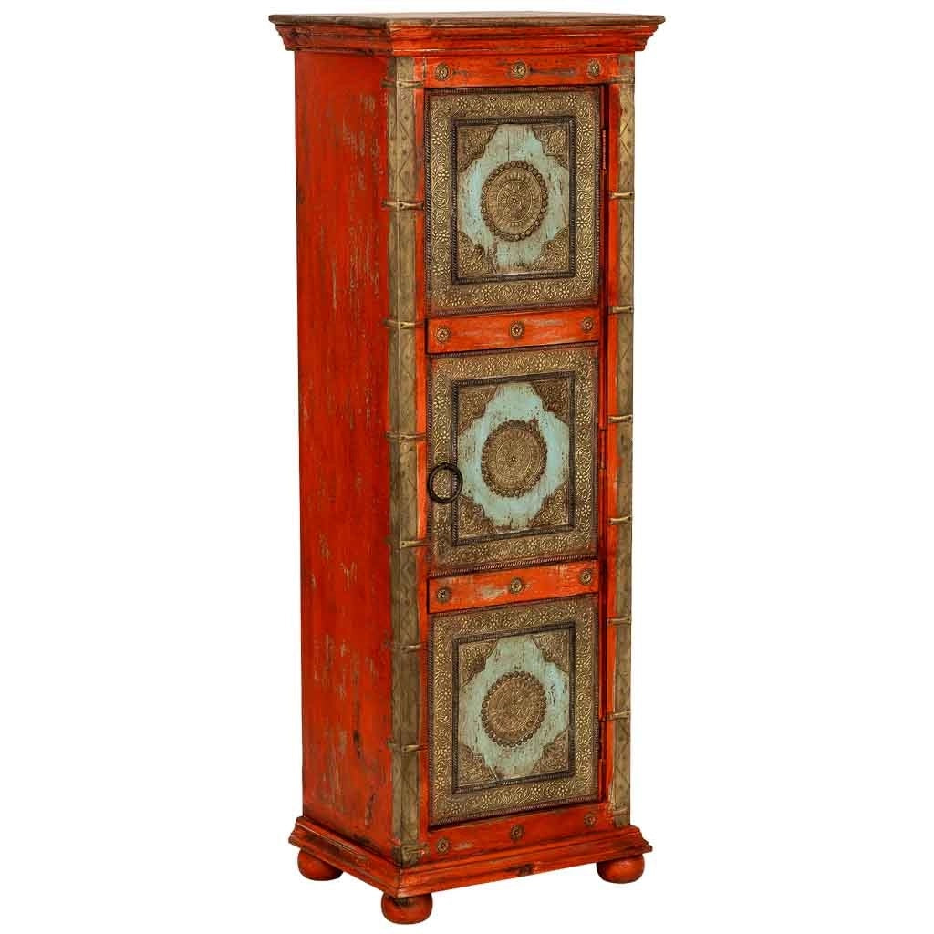 Armadio artigianale in legno rosso 53x40x149h cm