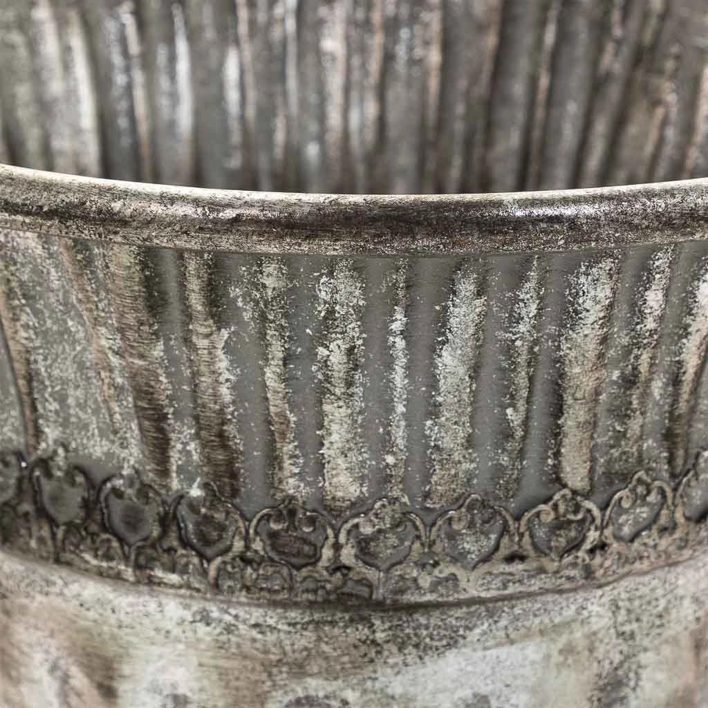 Vaso da fiori in metallo argentato 36x24,5x22,5h