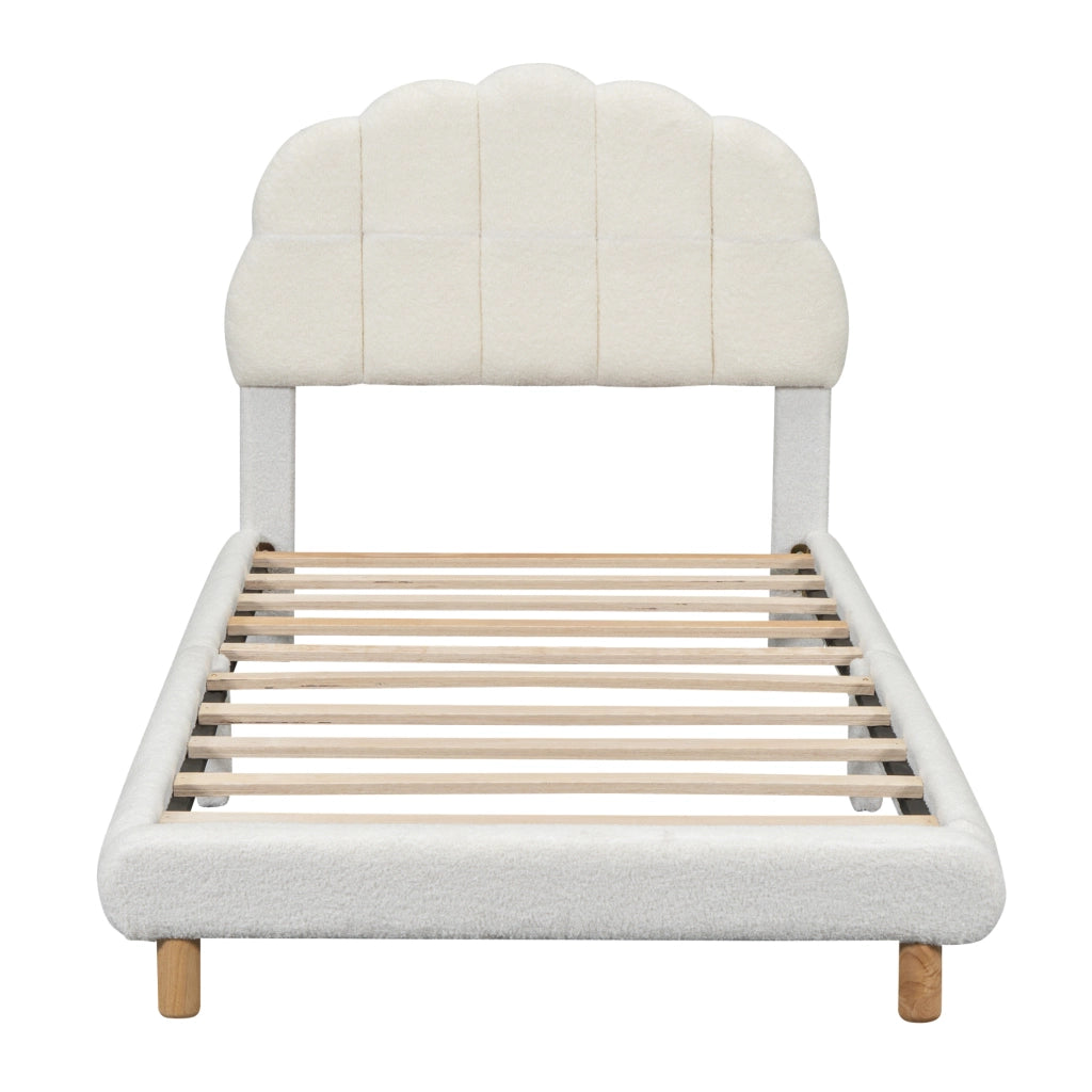 Letto per bambini 90x200 cm; testiera a fiore; peluche; bianco