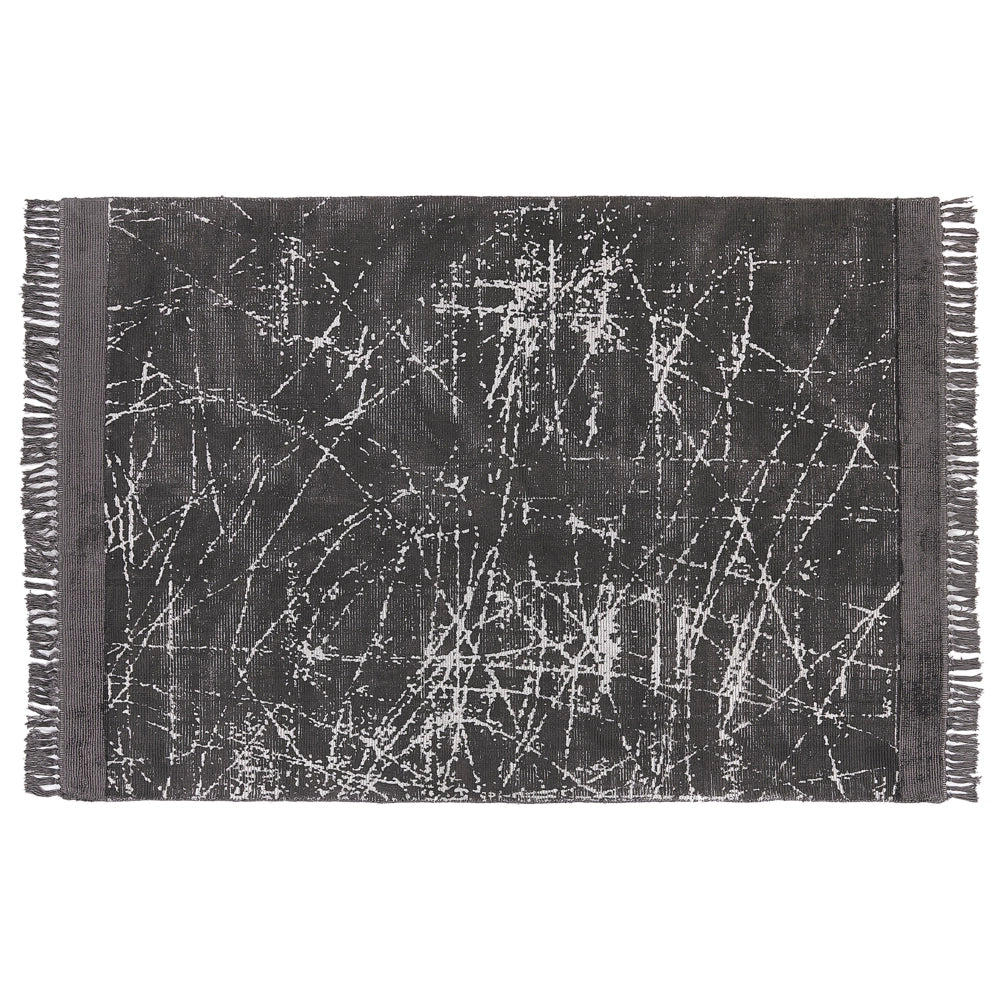 Tappeto moderno in viscosa con frange 160 x 230 cm grigio scuro stile moderno contemporaneo camera da letto soggiorno