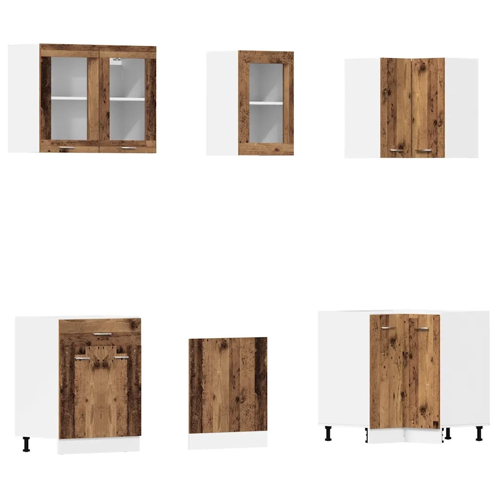 Set di Mobili da Cucina 11 pz Lyon Legno Antico in Truciolato 3328575
