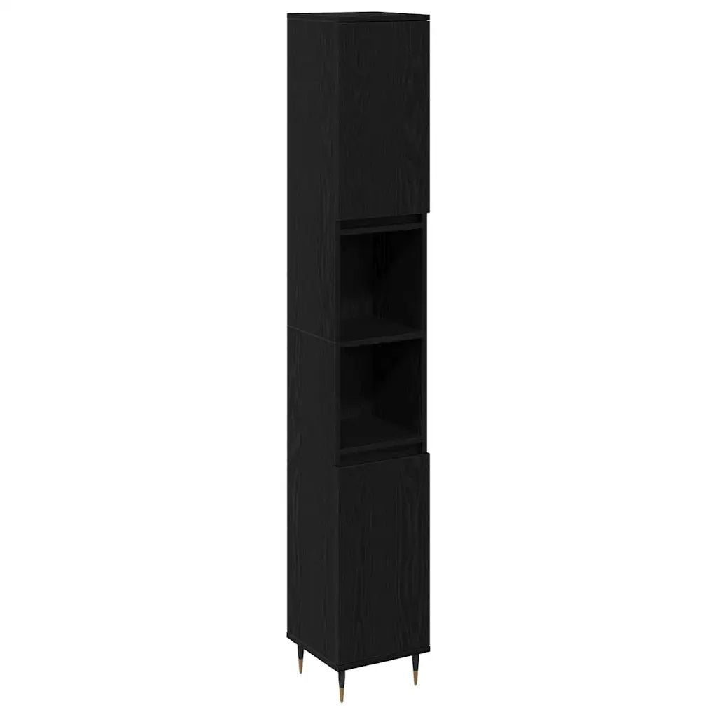 Set di mobili per il bagno 3 pcs Rovere Nero 30 x 30 x 190 cm 3333096