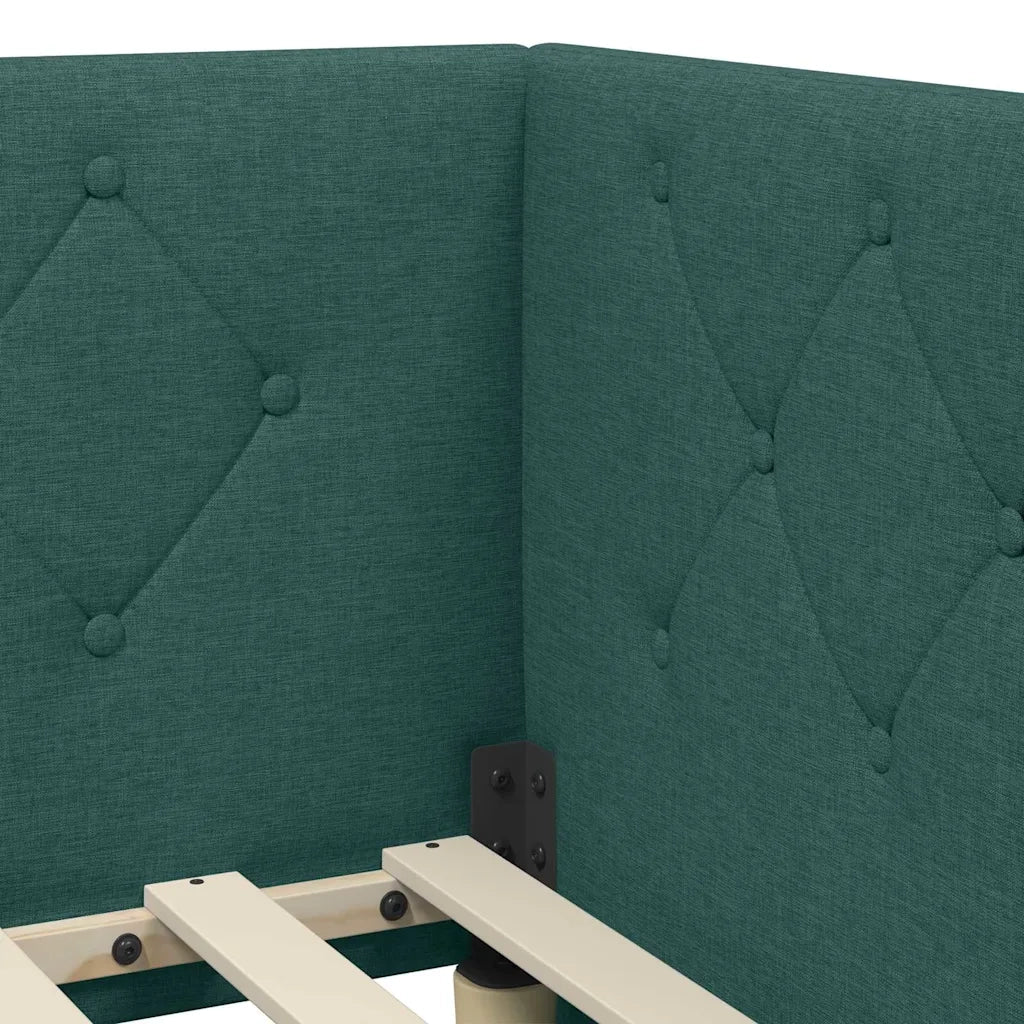 Cornice del letto ad angolo Verde Scuro 90 x 200 cm Tessuto 42016499