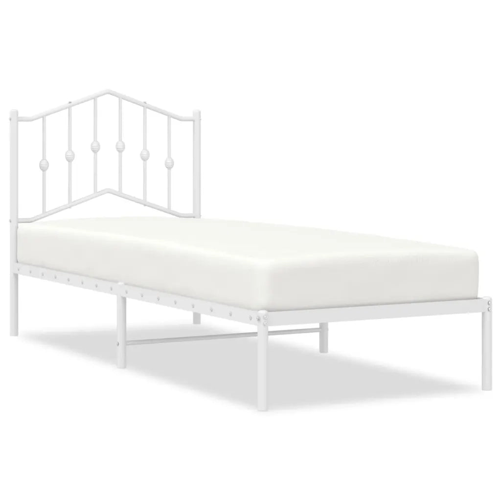 Giroletto con Testiera-Struttura Letto con testiera Metallo Bianco 90x190 cm 174390