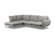 Cosmopolitan Design - Divano angolare sinistro "Vienna" 6 posti in bouclé grigio 